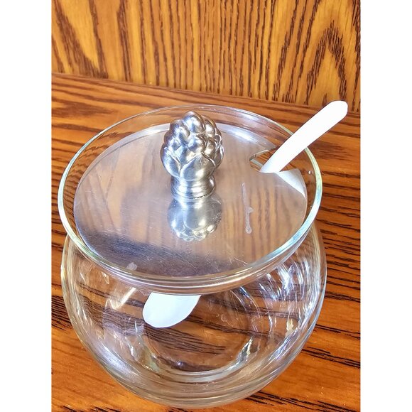 Williamsburg Virginia Handmade Sterling Silver & Glass Honey/Condiment Jar - Picture 7 of 7